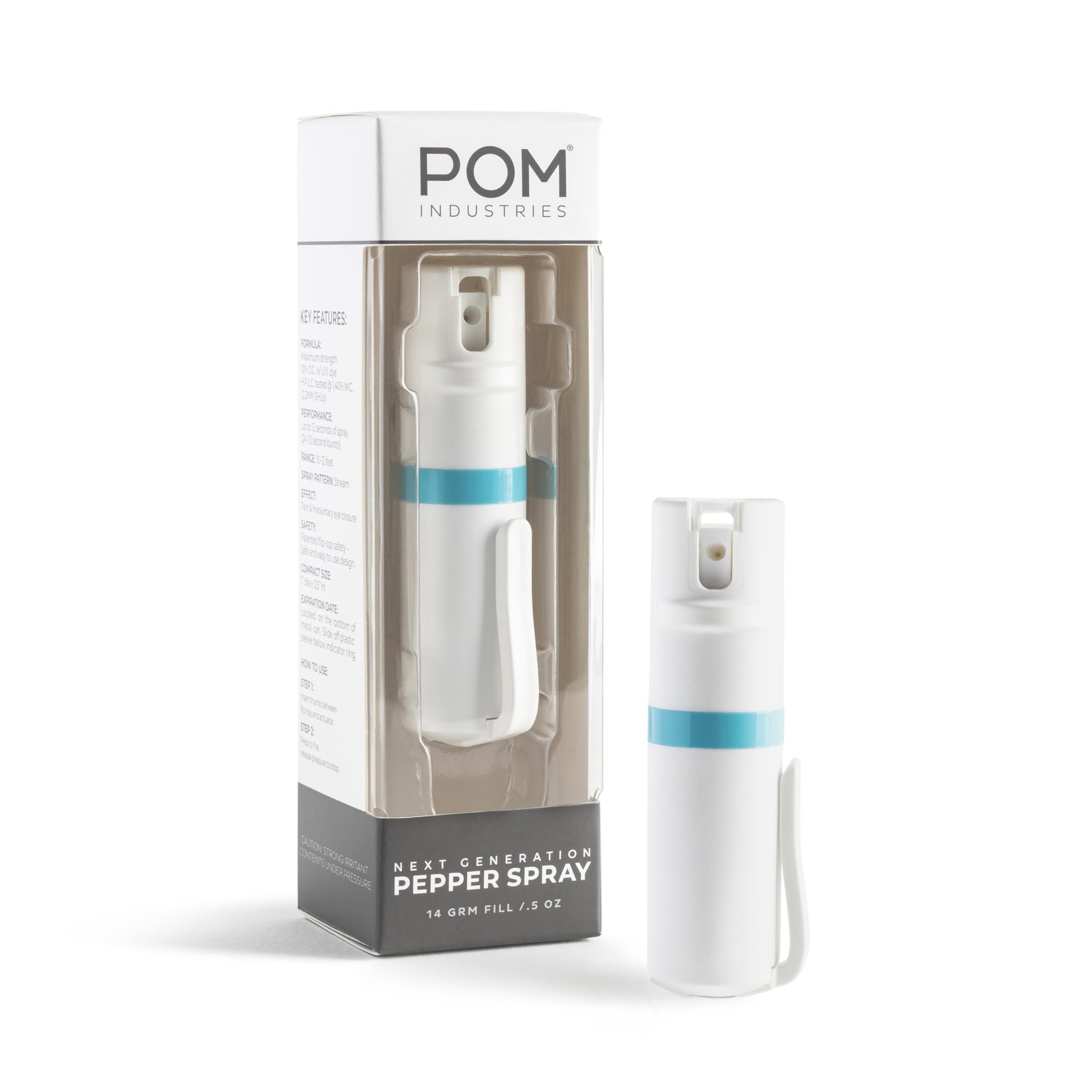 Pom Pepper Spray Pocket Clip Quick Flip Top Safety Maximum Strength Oc Formula