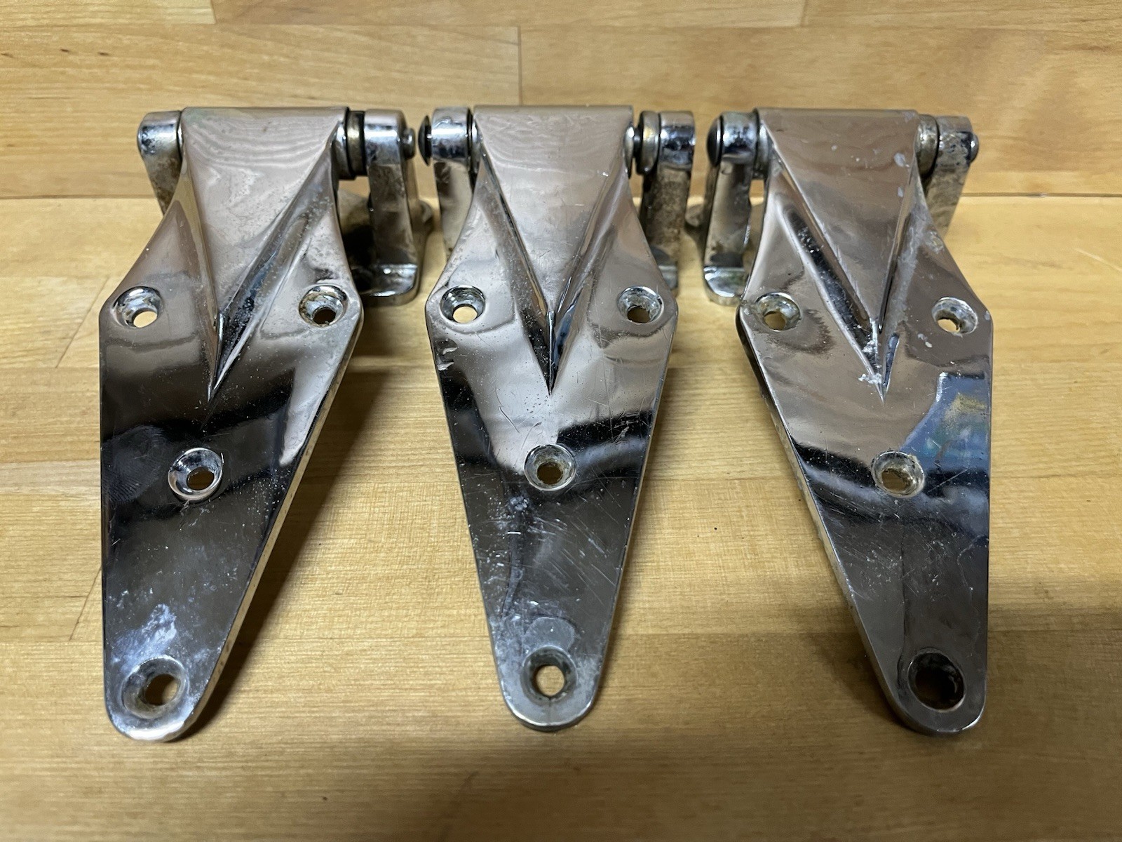 VTG Lot of 3 KASON HDWE Corp. Forged Brass Model 1071A Metal Strap Hinges NY/USA