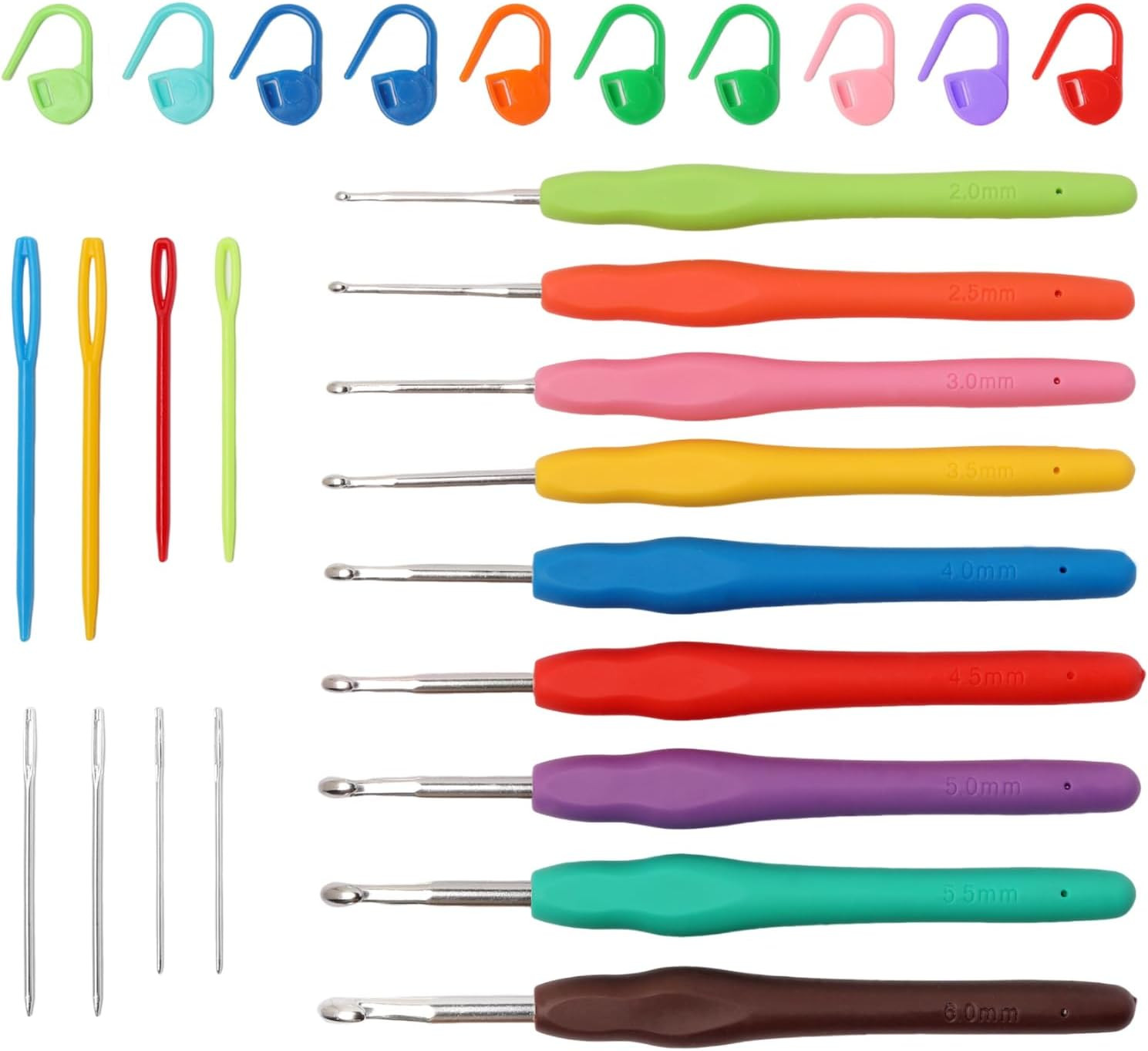 9PCS Ergonomic Crochet Hooks Set by Flickzo – Aluminum Crochet Hook Set with Sof