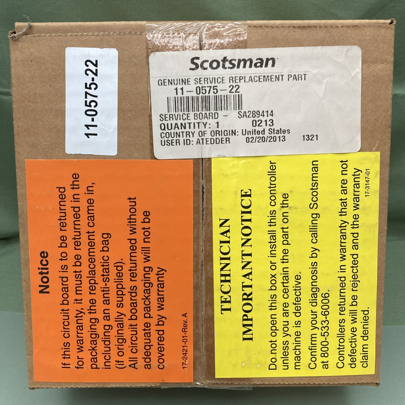 New Genuine Scotsman 11-0575-22 Service Board