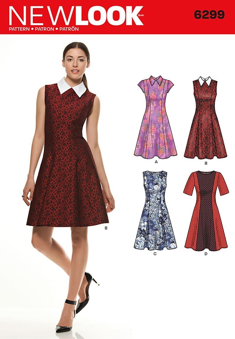 NEW LOOK 6299 MISSES' DRESSES sewing pattern in 4 Styles - Sizes 8 - 20