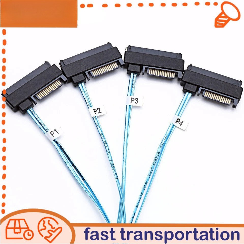 SFF-8482 Mini SAS HDD SFF-8643 to 4 Connector with Power Port Hard Drive 0.5m