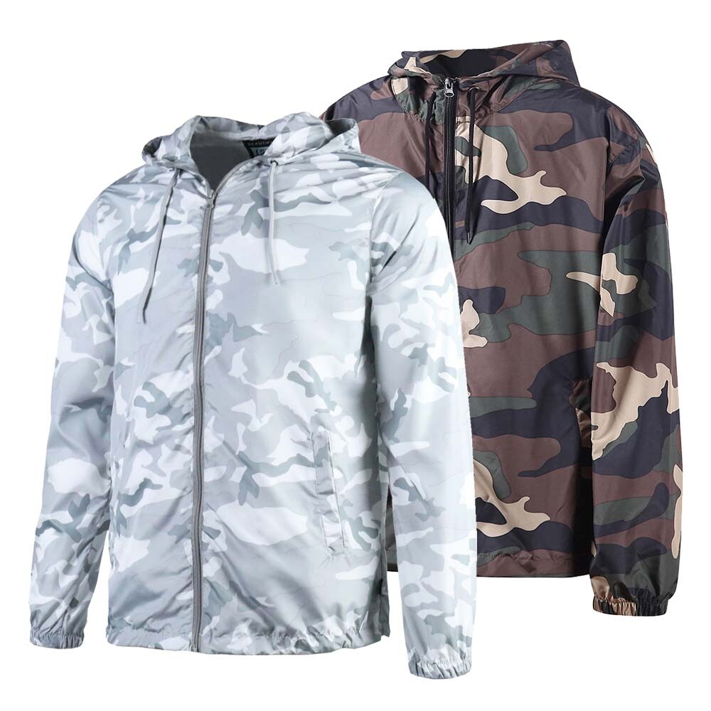 Beautiful Giant Men's Hoodie Lightweight Windbreaker Outdoor Jacket Camo