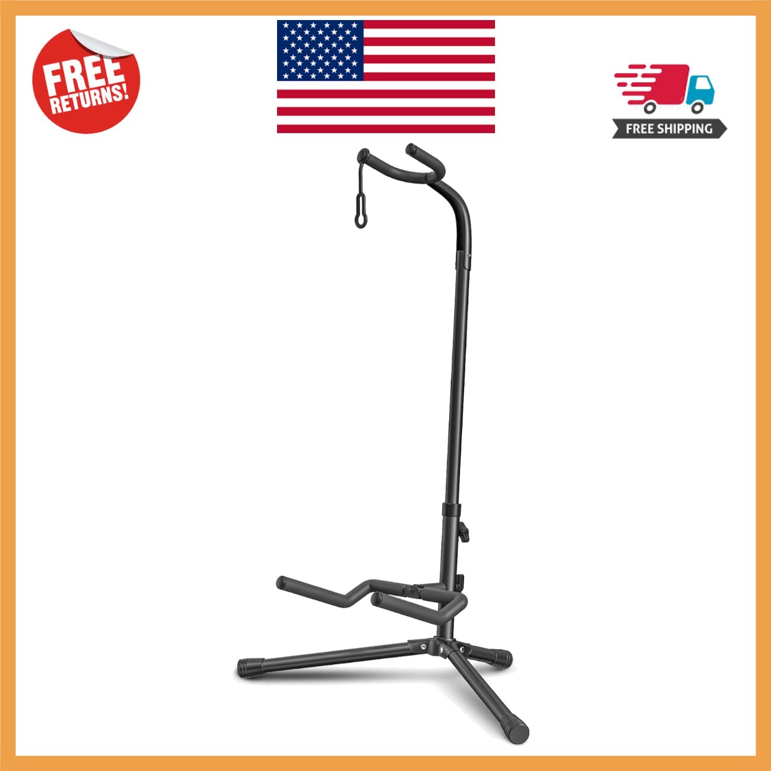 Adjustable Guitar Stand - Safe & Portable for Electric and Classical Instruments