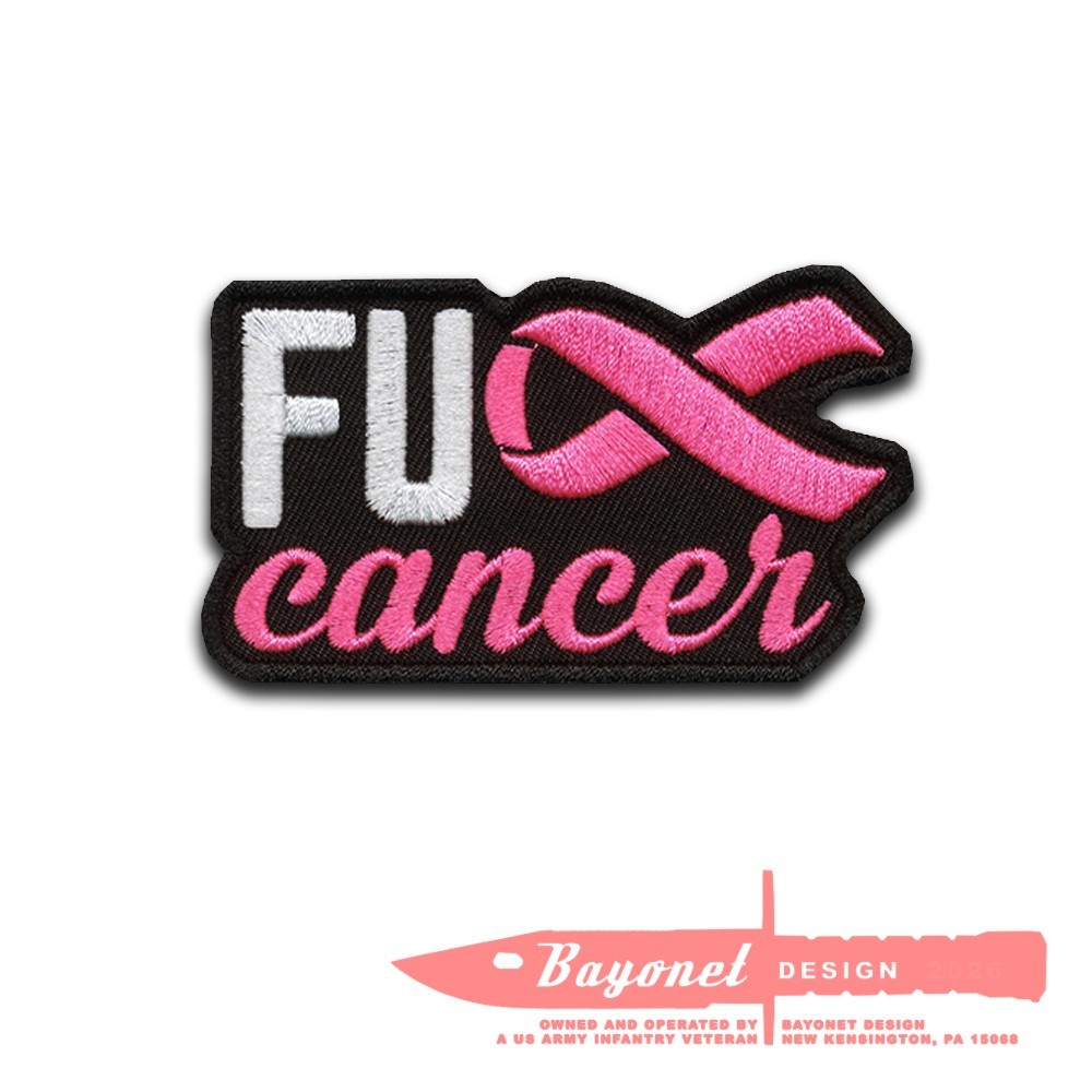 F CANCER Embroidered Patch with a Hook and Loop Back - 3 1/4" x 2" - Supporting