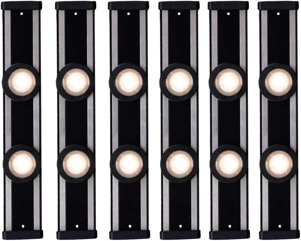 (case of 6) HALO 12 in. LED Black Under Cabinet Puck Light Kit, 2 Pucks, 3000K