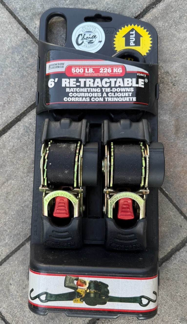 Erickson 6′ Re-Tractable Ratchet Tie Downs; 34413