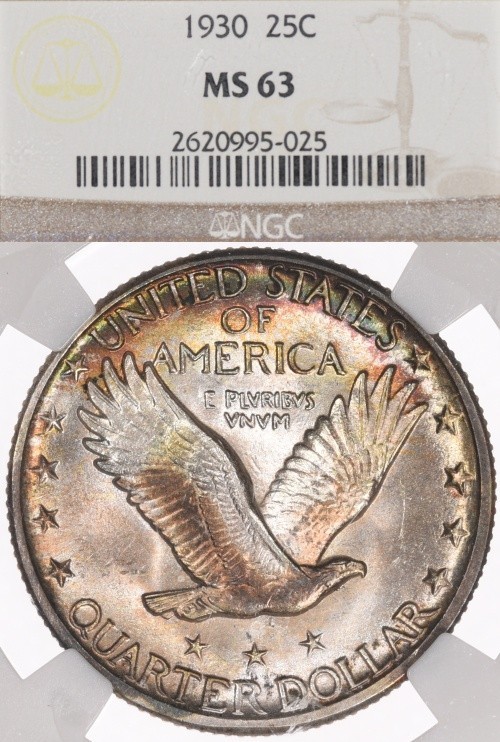 1930 25C NGC MS63 Standing Liberty Silver Quarter Toned