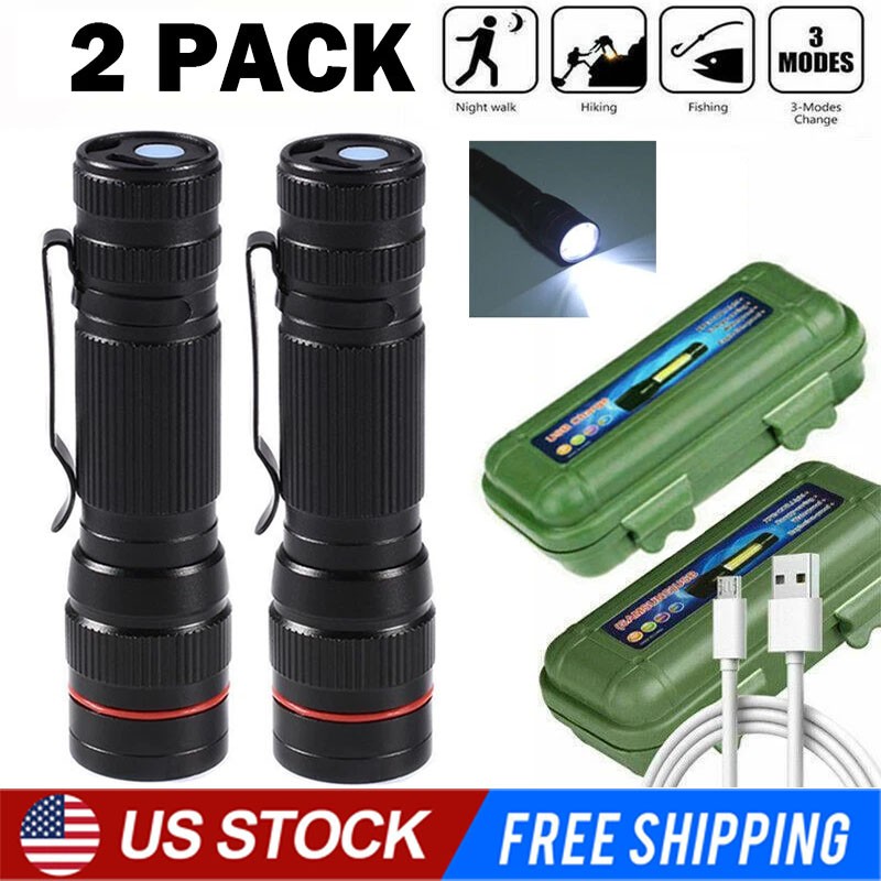 35000000 lumens Small LED Mini Flashlight Pocket Super Bright Torch Rechargeable