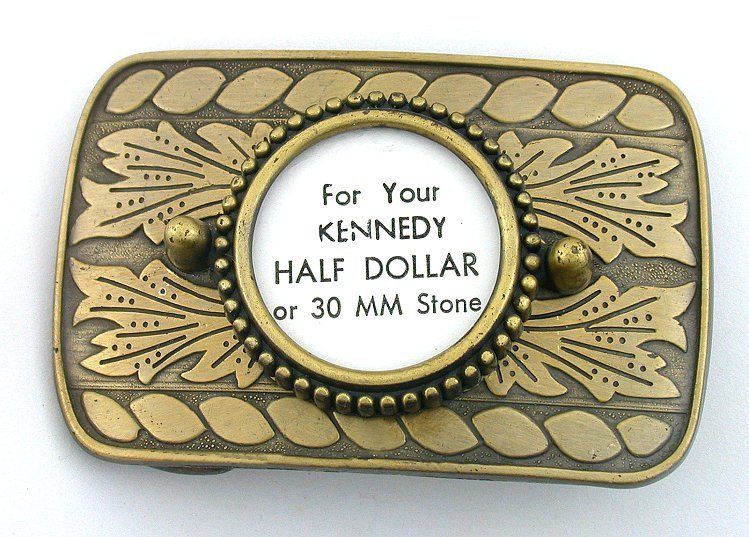 Half Dollar 30mm Round Antique Gold Southwest Belt Buckle Cabochon Mounting CF87