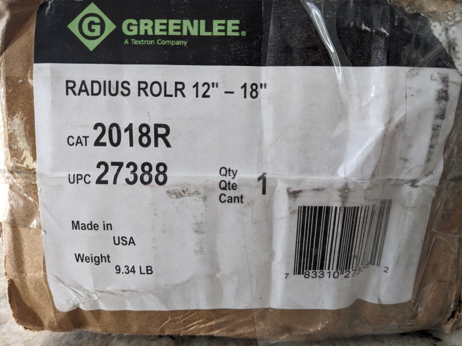 New Greenlee 2018R Radius Cable Roller for 12 " - 18" Tray