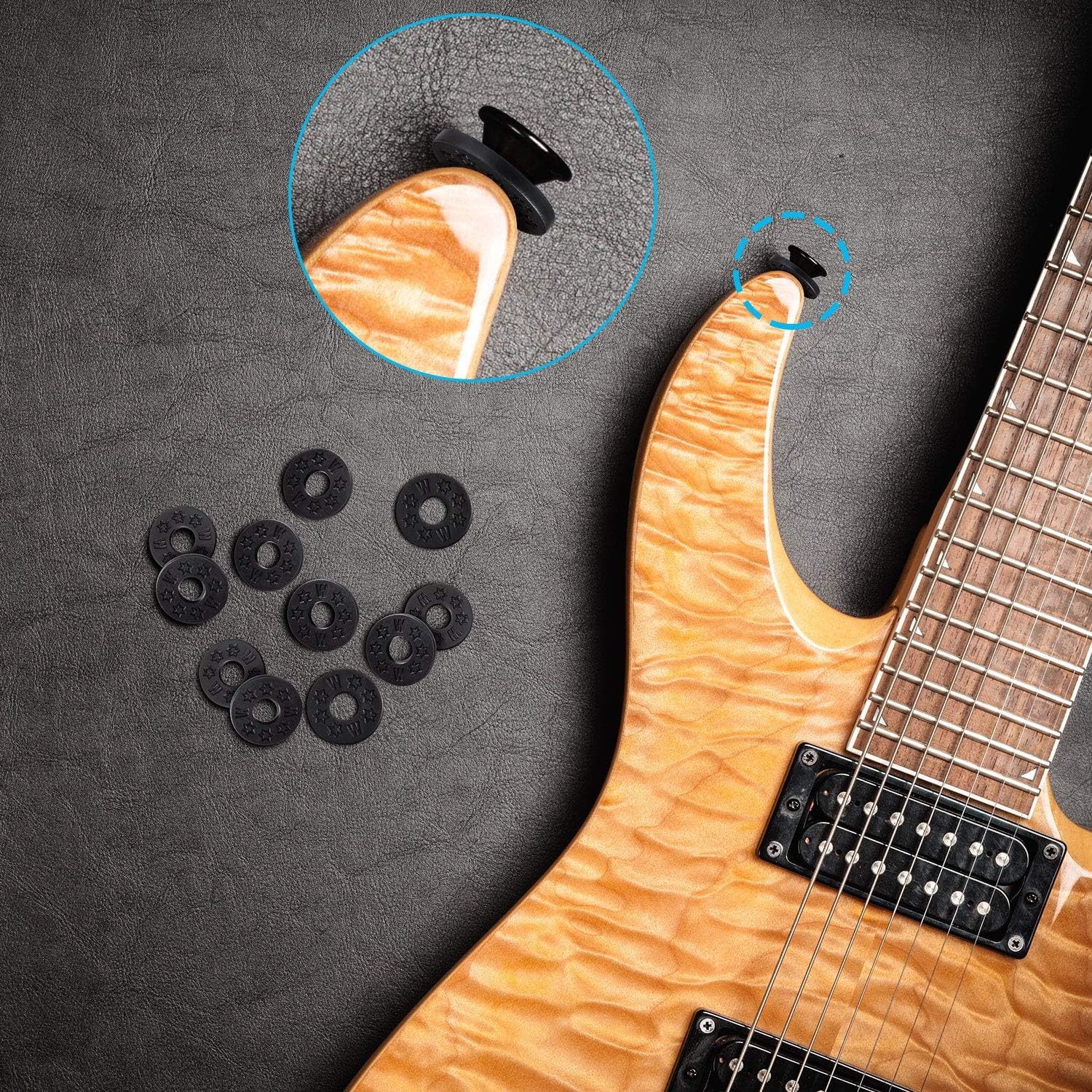 Guitar Strap Locks Silicone Strap Blocks Rubber Guitar Strap Protector Set