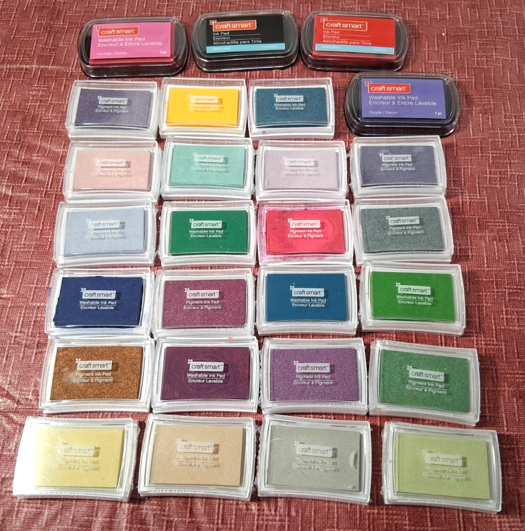 27 craft smart Washable Ink Pads 22 NEW Green Purple Yellow Pink Brown & More!
