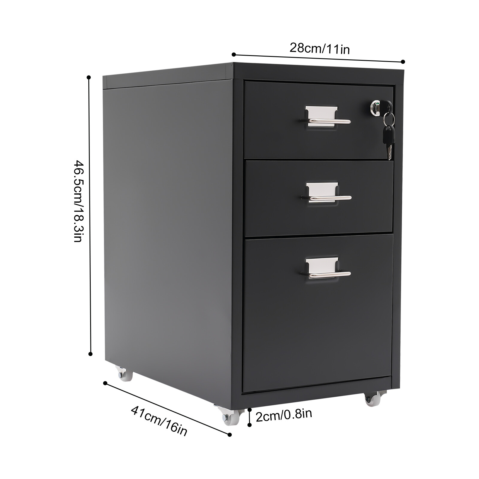 Mobile Filing Cabinet 3 Drawer Organizer Vertical File Cabinet Office Storage