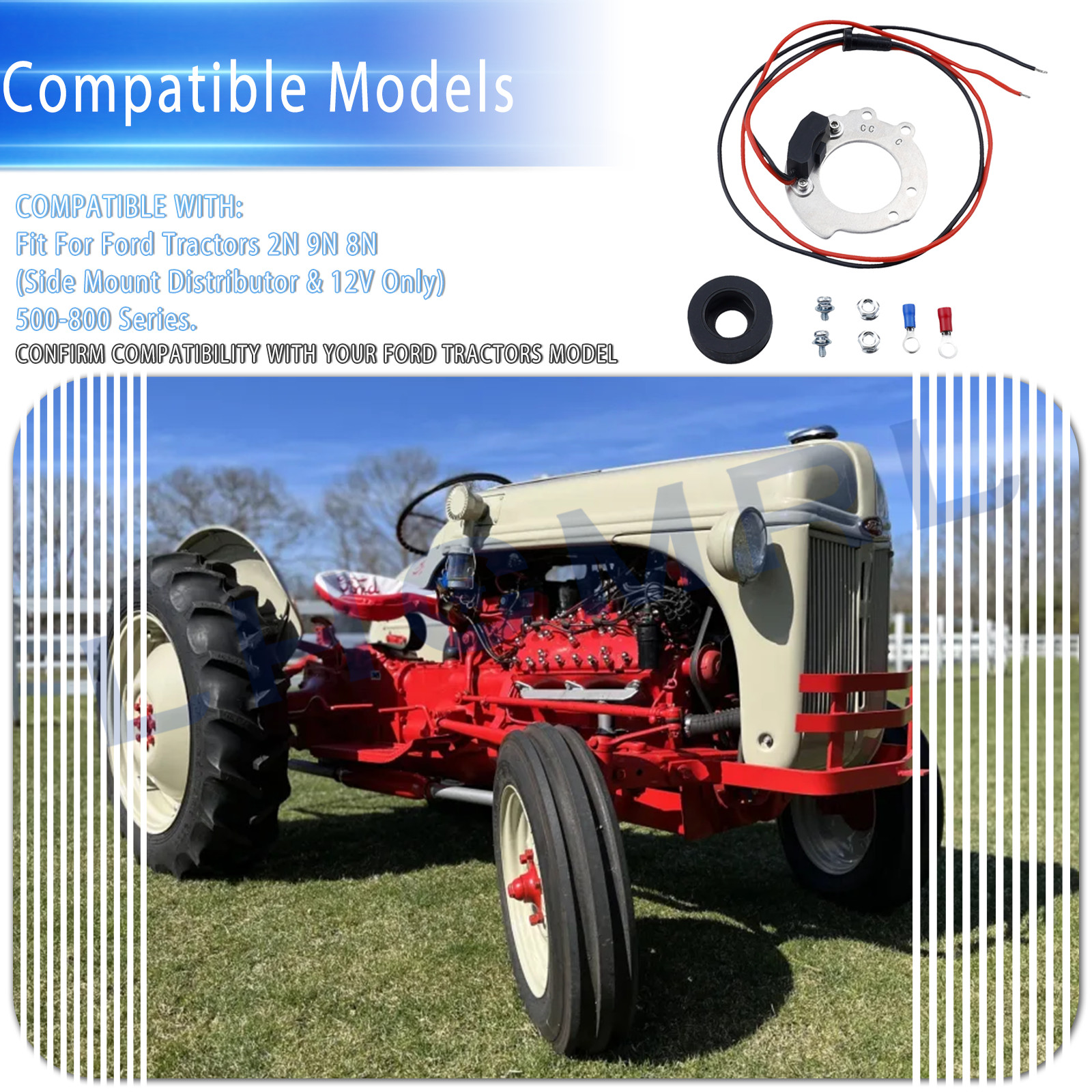 For Ford Tractors 2N /8N/ 9N 500-900 Series,1244A Electronic Ignition Conversion