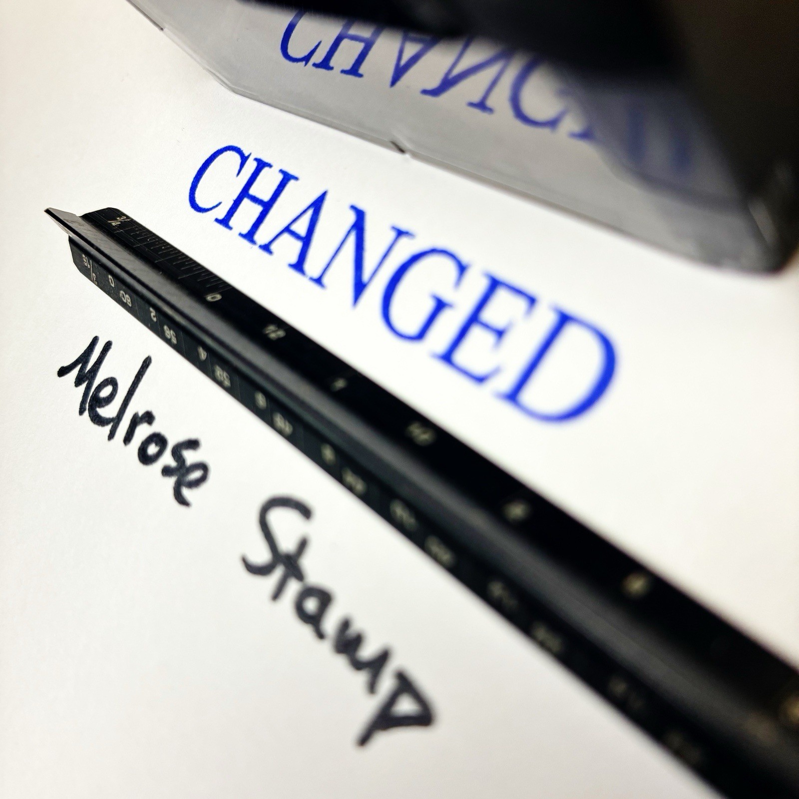Changed Rubber Stamp Blue Ink Self Inking Ideal 4913