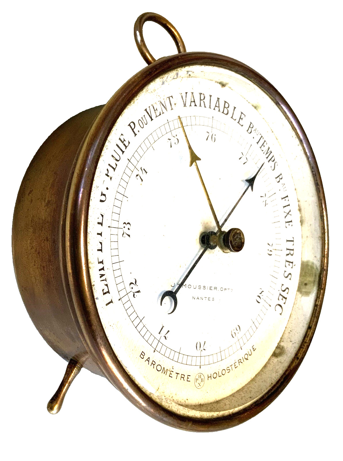 Antique Benchtop Holosteric Barometer 19th Century Brass