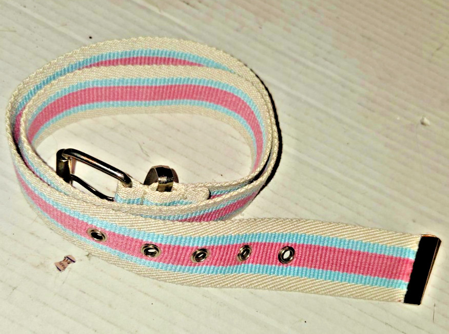 Belt small childs  trans flag striping Web Canvas 100% Cotton 31 in