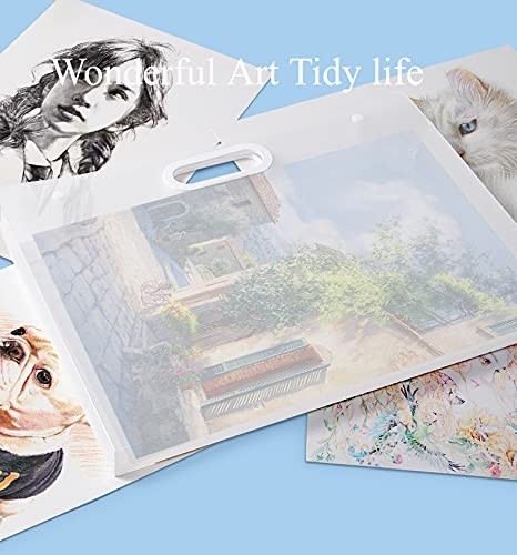 2pcs Plastic Art Portfolio Bag 17.32x13.22inch and 12.99x11inch Arts Storage ...