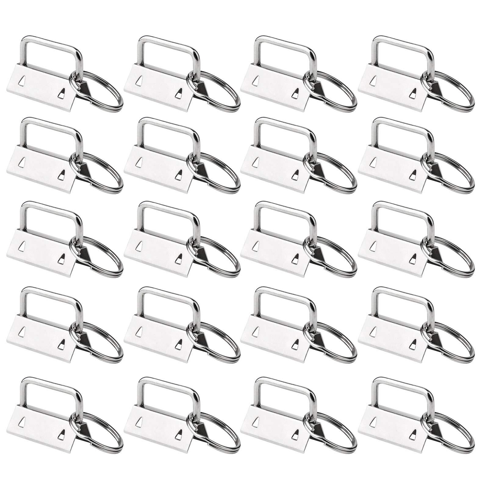 50 Sets Key Fob Hardware Keychain Wristlet with Split Ring, 0.8 Inch