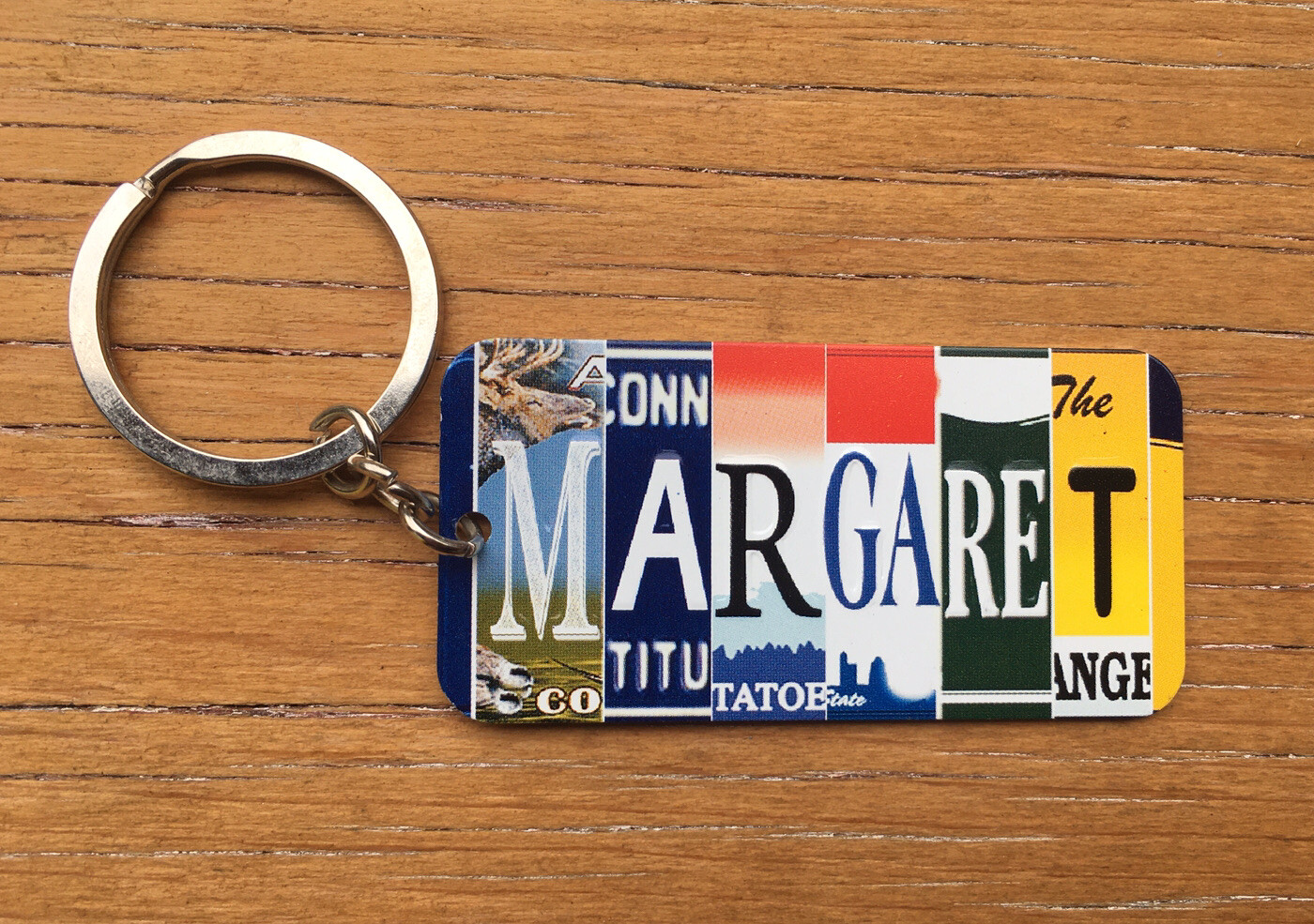 Margaret Metal Keychain Name Key Ring License Plate Keychain Key Fob Embossed
