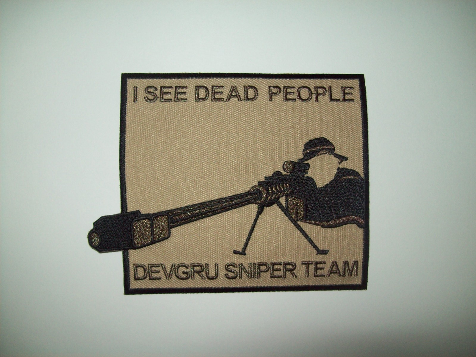 US ARMED FORCES DEVGRU SNIPER TEAM HOOK MILITARY PATCH DESERT