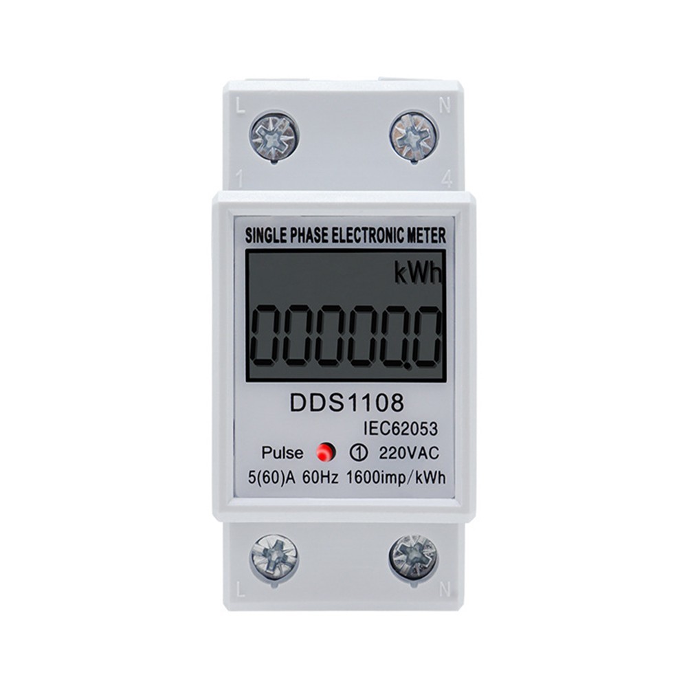 Energy Meter DDS1108 1-Phase 220V LCD Display for For Din Rail Mounting
