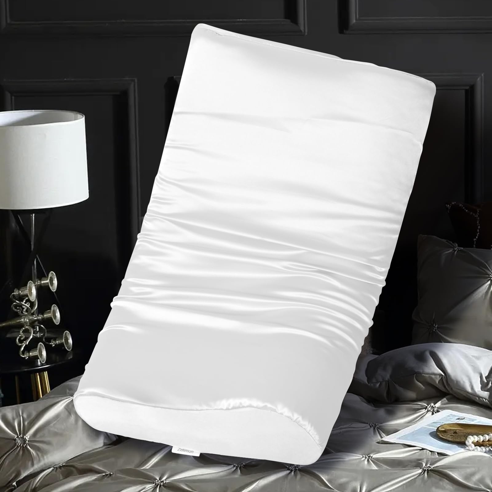 Satin Pillowcase for Contour Memory Foam Pillows, 24" x 14" x 5.1"/3.5" Cervi...