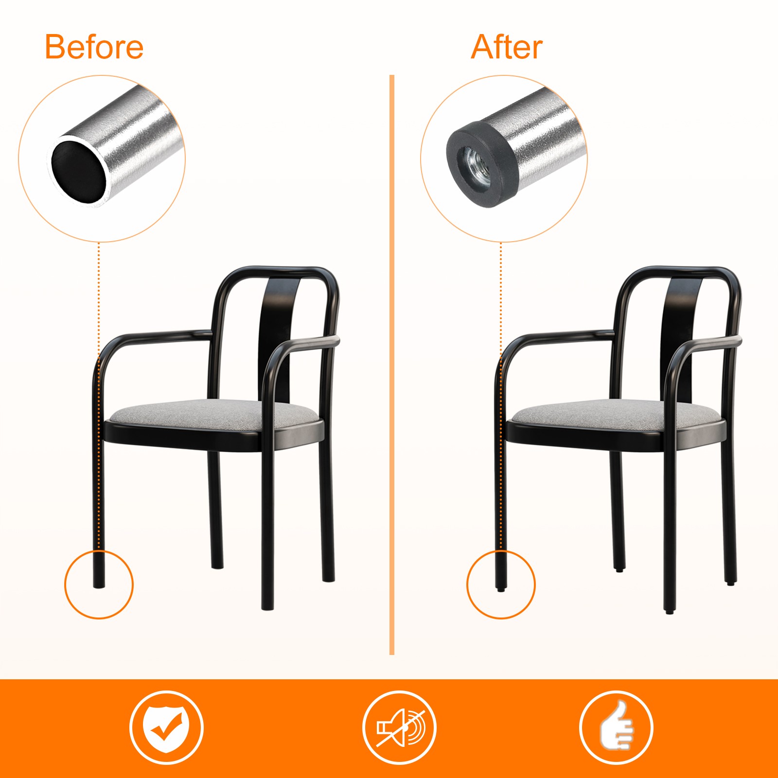 4Pcs Caster Insert with Thread, 19mm/0.75" M8 Thread for Furniture