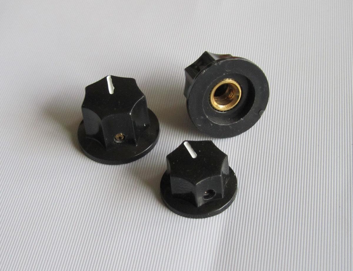 Set of 3 USA Spec Jazz Bass Knobs 1/4" J Bass Large and Small Knob Set Black