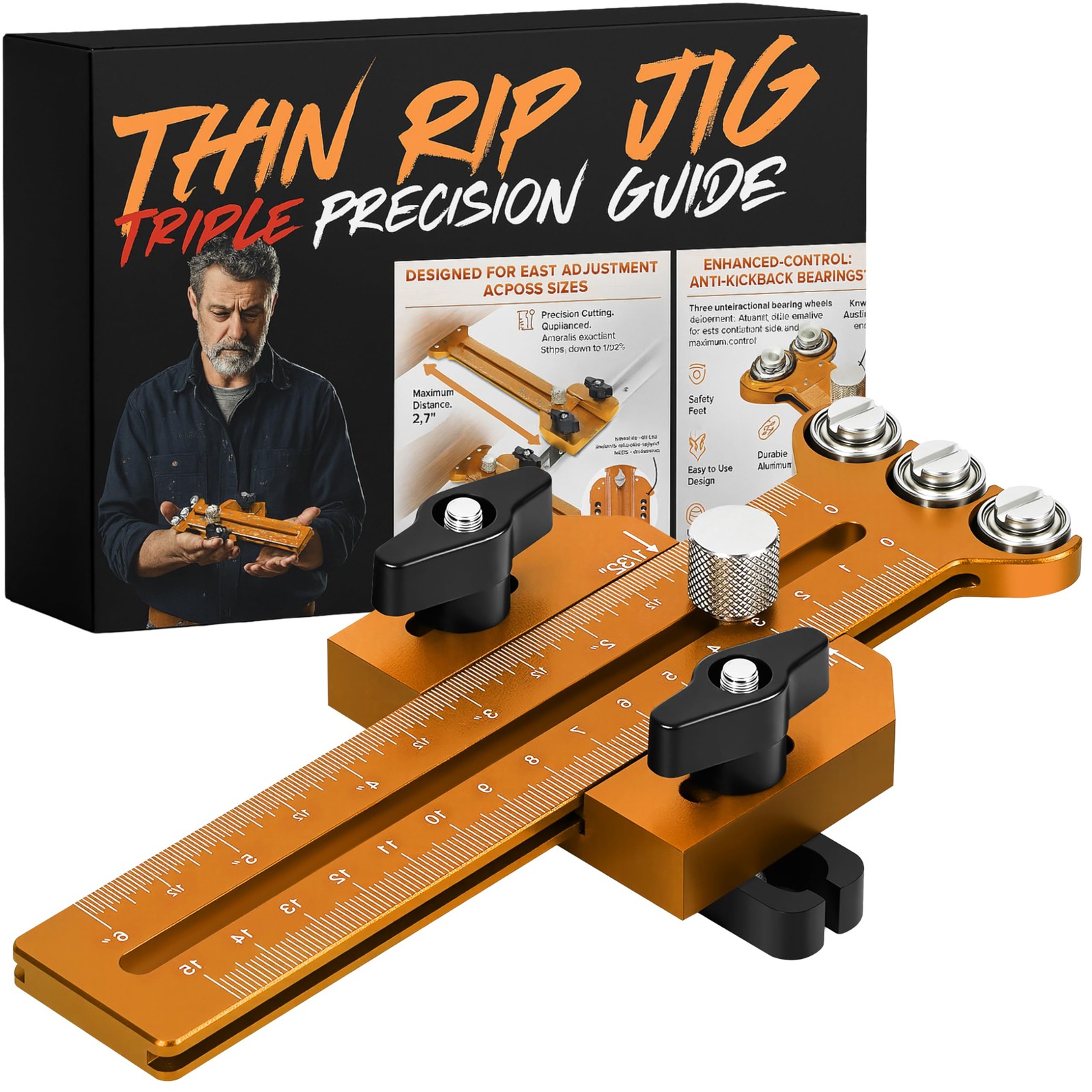 Thin Rip Jig Table Saw Jig Guide for Making Repetitive Narrow Thin Strip Cuts...