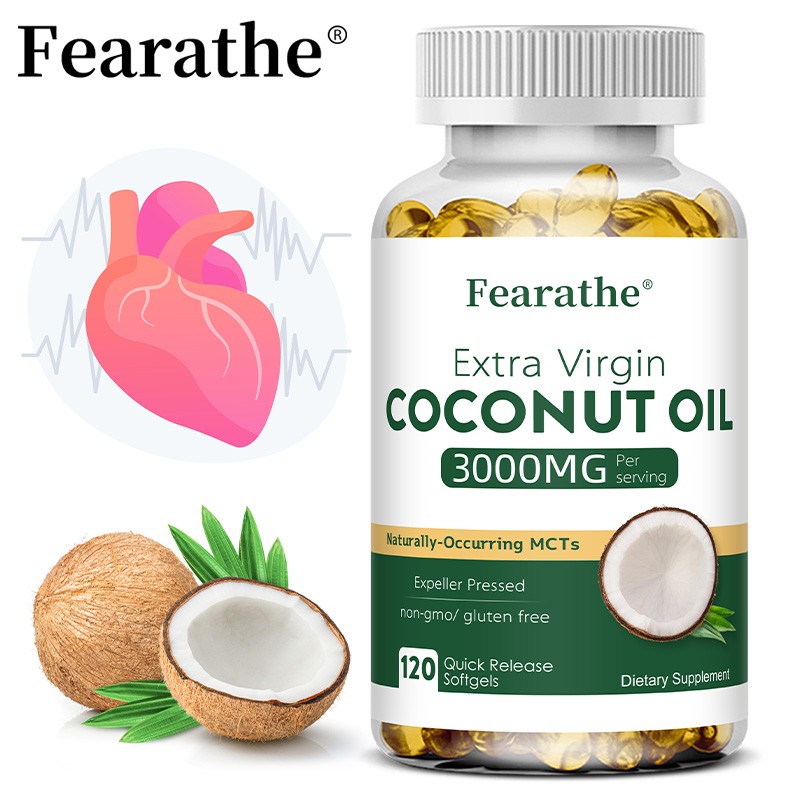 Coconut Oil Supplements 3000MG Improves Skin Health Burn Fat Immune 120 Softgel