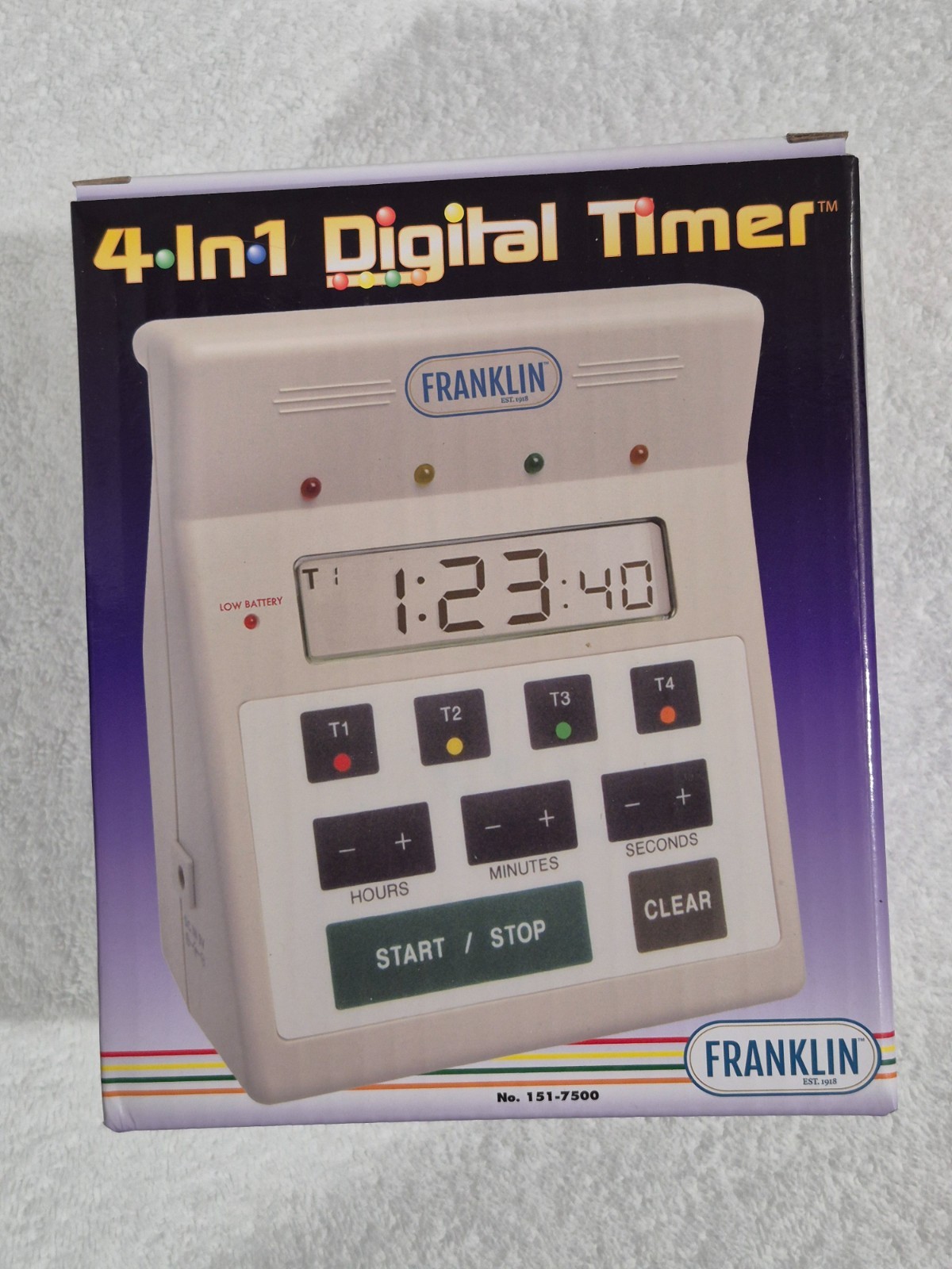 BRAND NEW Franklin 4-in-1 Digital Timer 151-7500 Kitchen Timer Water Resistant