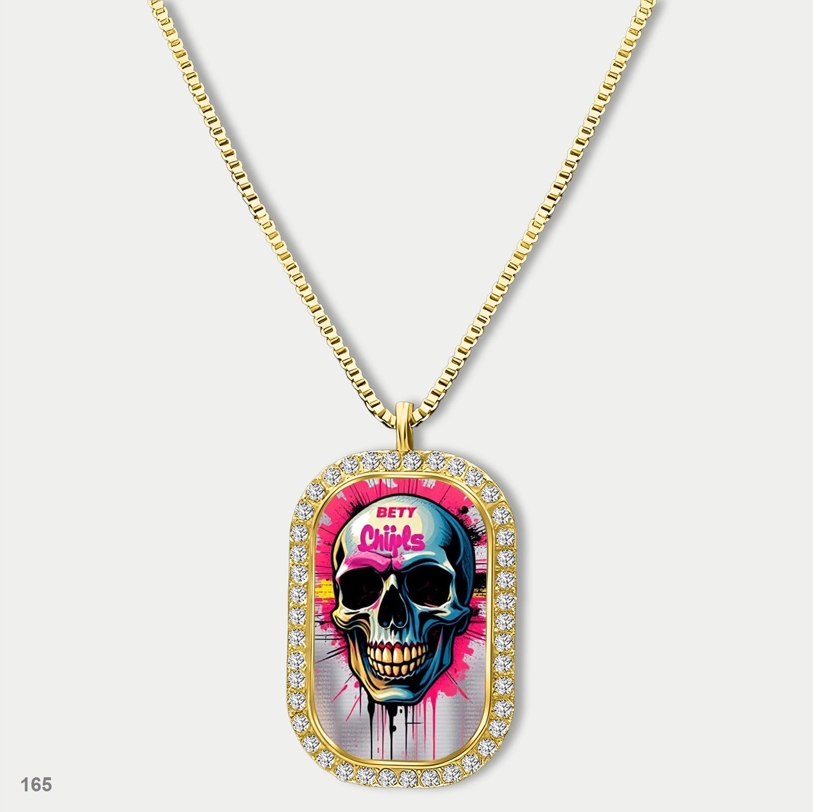 Stunning Skeleton Graffiti Skull Fashion Pendant Necklace Chain Photo Dog Tag Ch