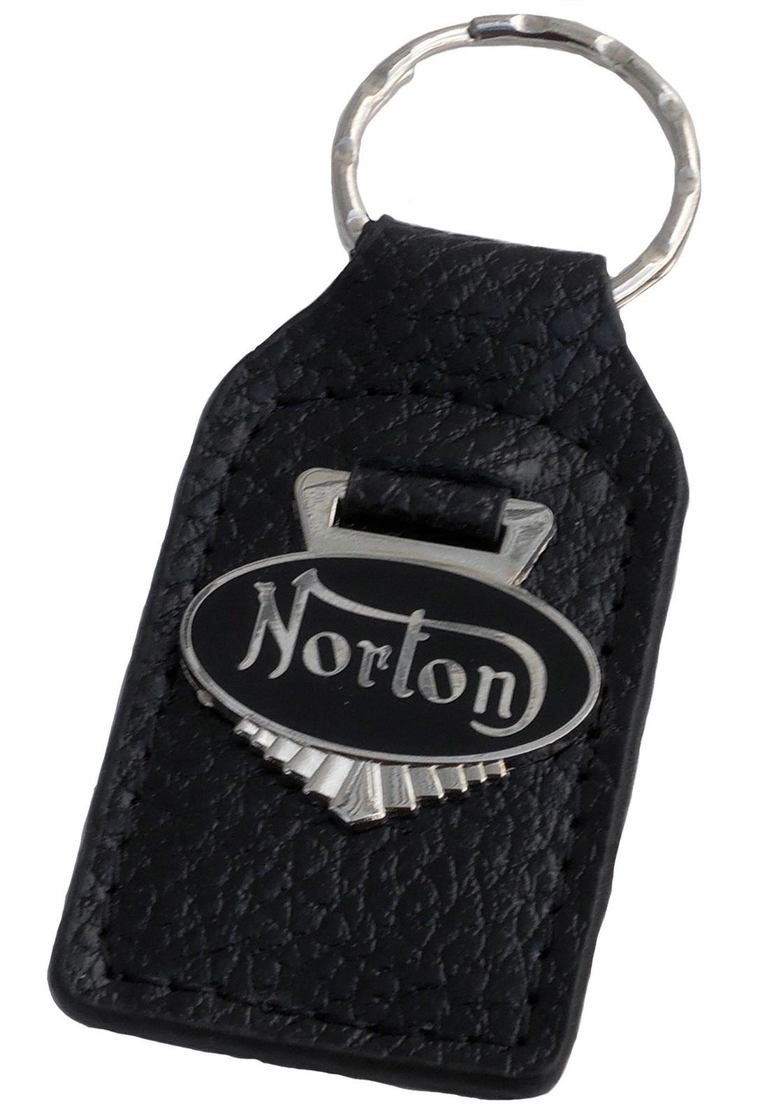Norton Motorcycle Leather and Enamel Key Ring Key Fob
