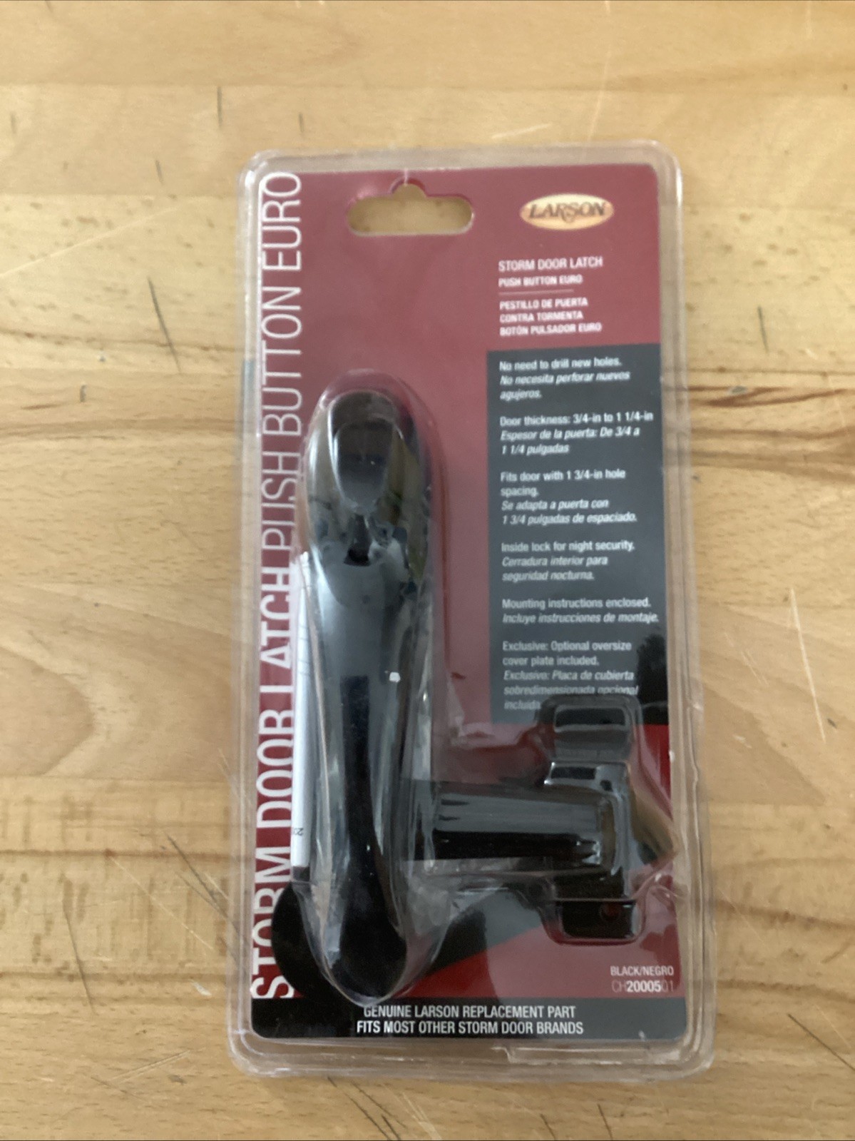 Larson Storm Door Latch Push Button Euro Door Handle #CH2000501 Black NEW!!