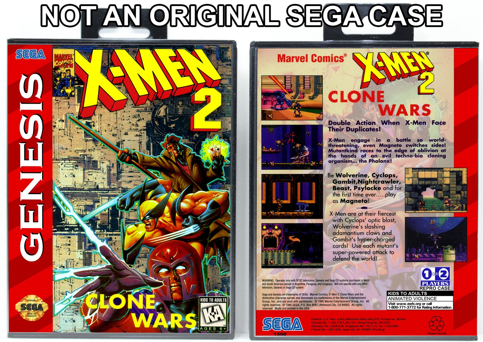X-Men 2: Clone Wars - Sega Genesis Custom Case *NO GAME*