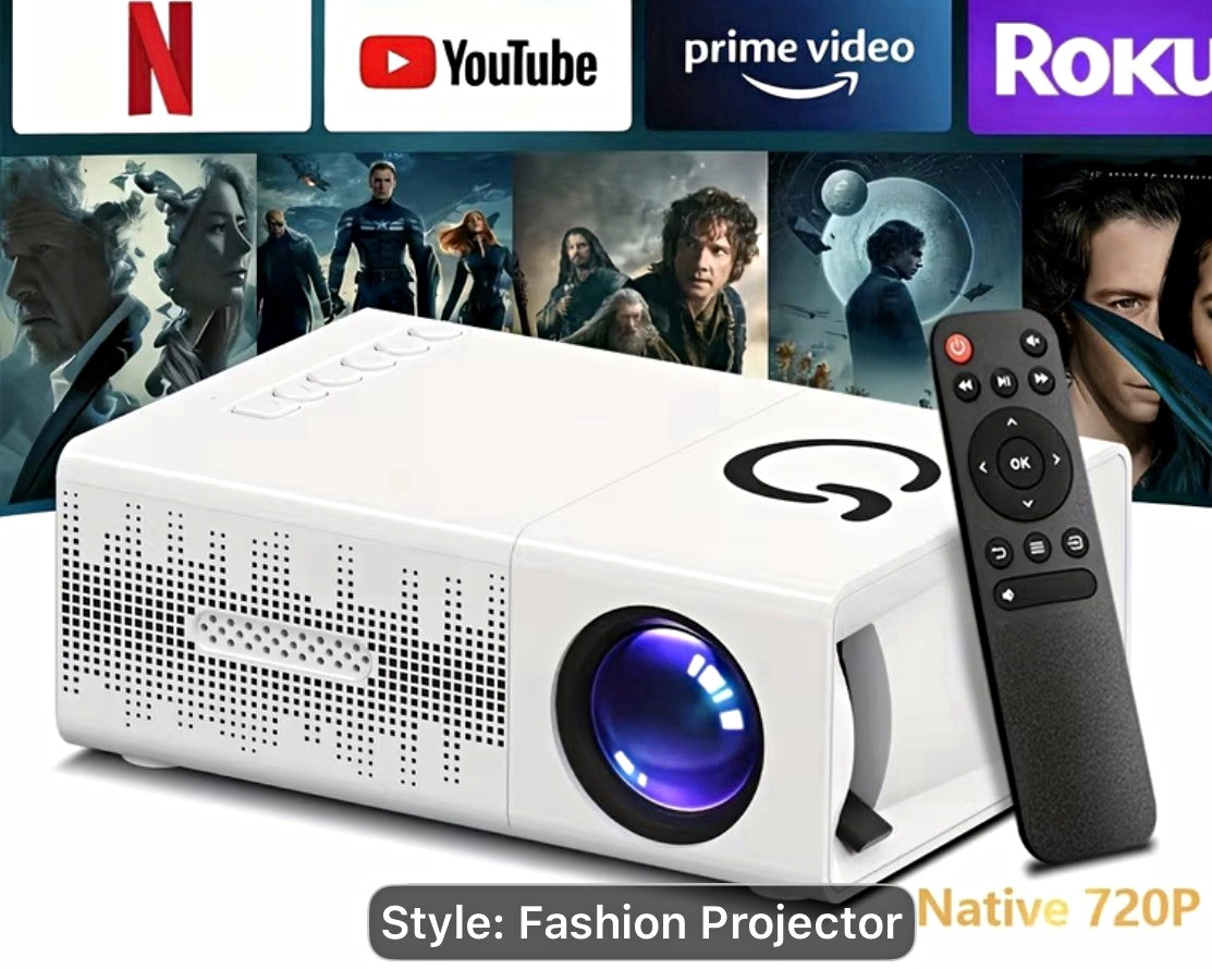 Fashion Projector Mini LED Desktop Projector 720P Native 1080P USB White