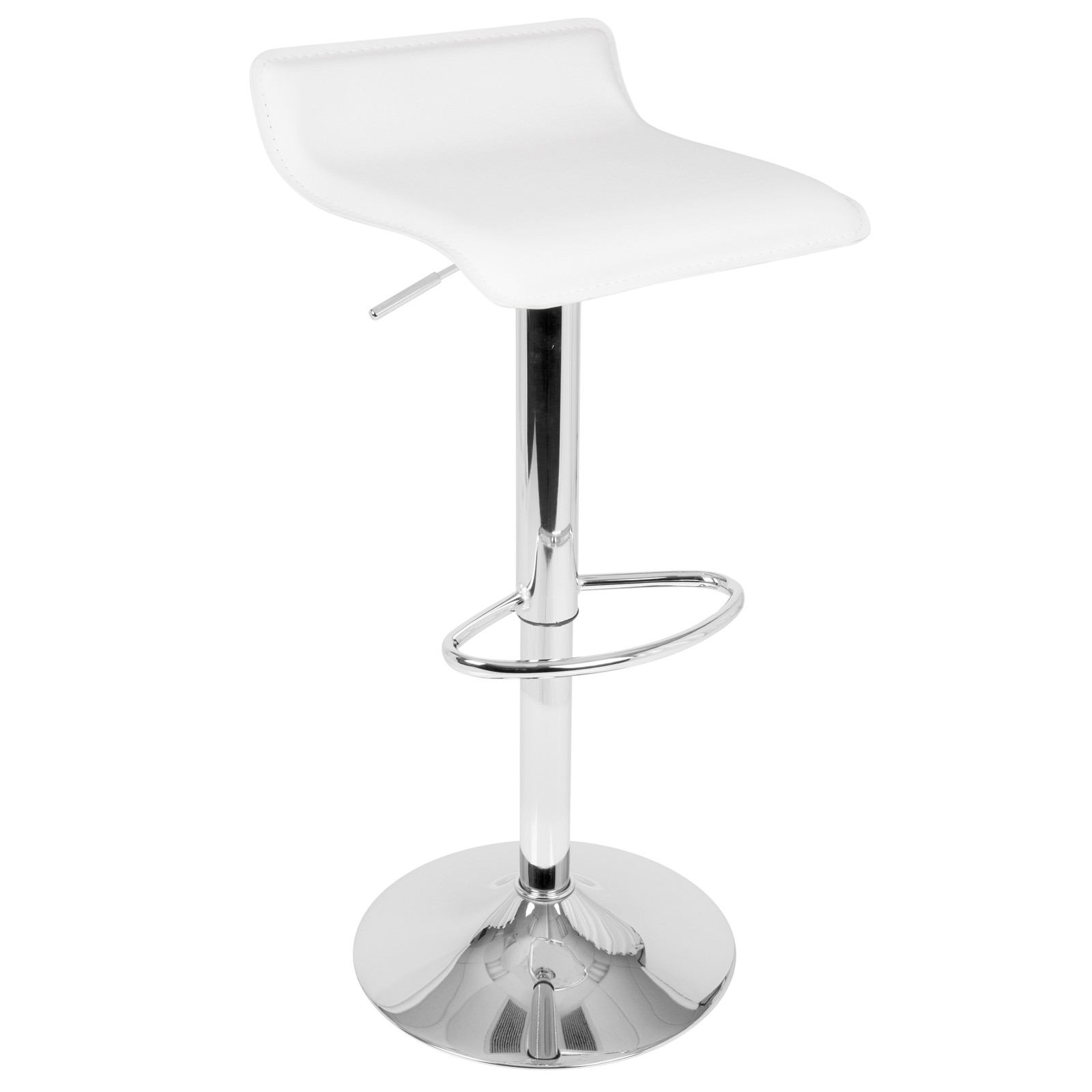Ale Contemporary Adjustable Barstool in White PU Leather by - Set of 2