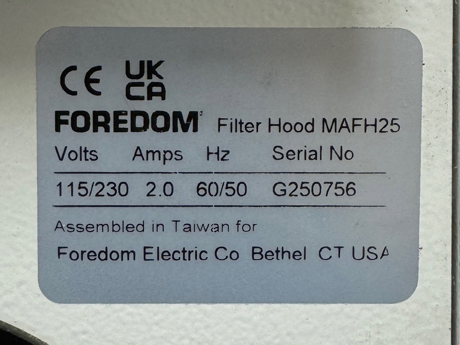 Foredom MAFH25 Filter Hood