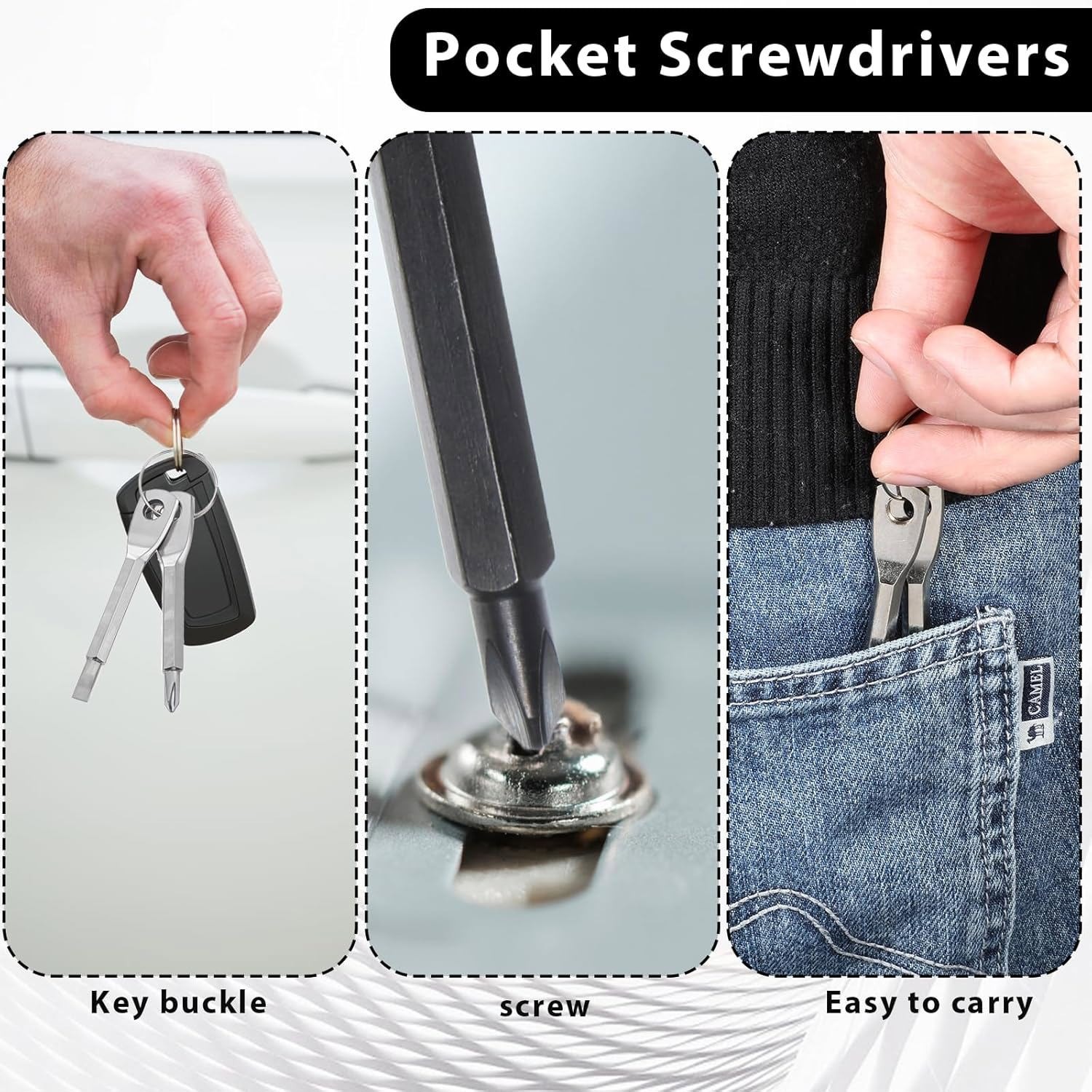 4 Set(8Pcs) EDC Mini Keychain Screwdriver Set Phillips Flat Head Portable Tools