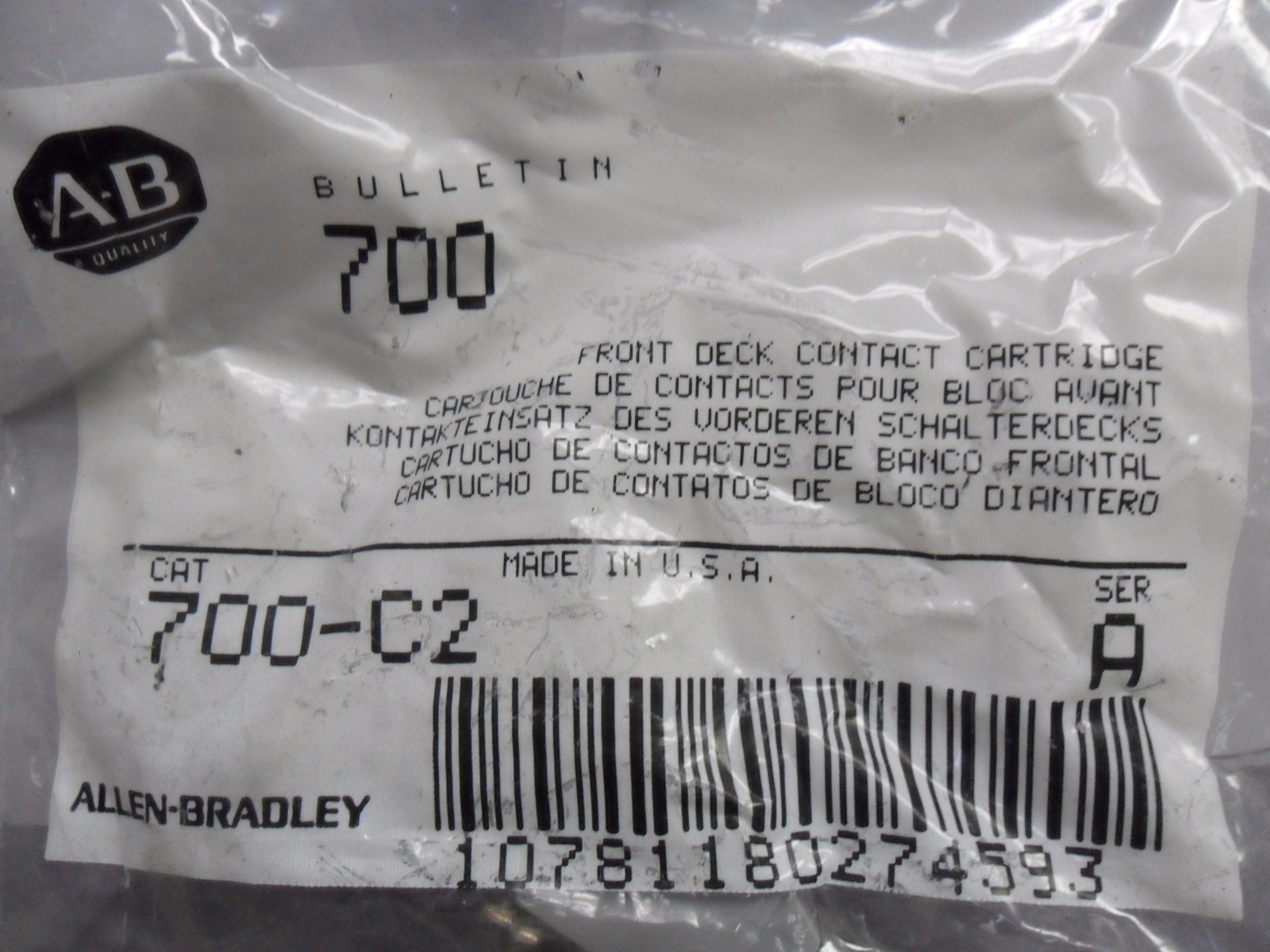 New Allen Bradley 700-C2 Front Deck Contact Cartridge NIFP