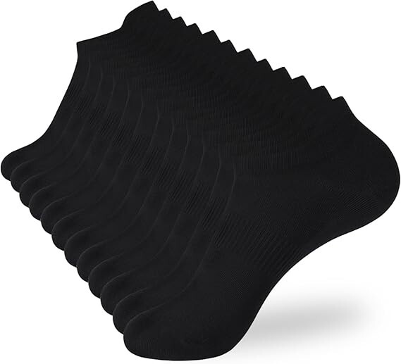Mens Bamboo Ankle Socks with Heel Tab Low Cut Thin Athletic Performance 6 pairs