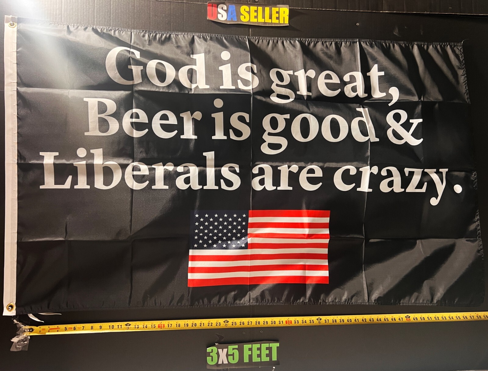 Donald Trump Flag FREE USA SHIP God Is Great Beer Man Cave America USA Sign 3x5'