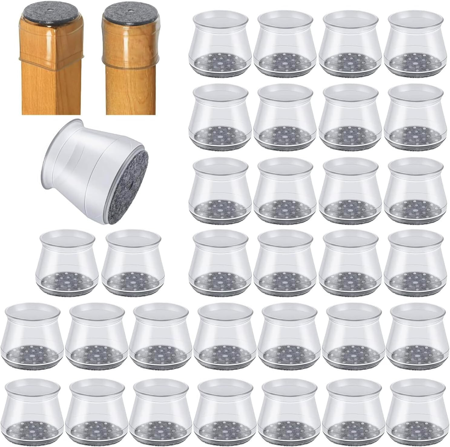 32 Pcs Round Chair Leg Floor Protectors for Hardwood Floors Fits All Shape Chair
