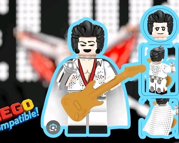 👑 Elvis Presley Mini figure Microphone Cape The King Custom Figures Block Toy