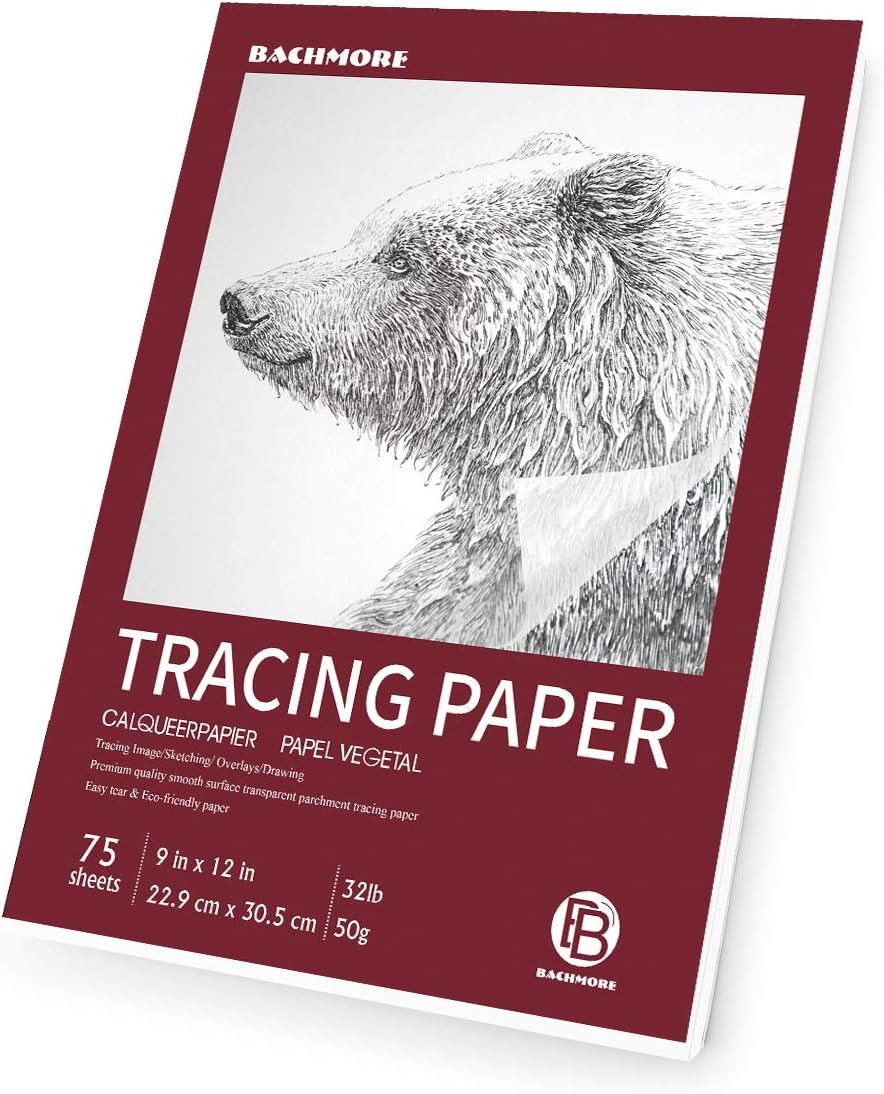 Bachmore 9”x12” Artist’s Tracing Paper Pad, 75 Sheets – Translucent Tracing