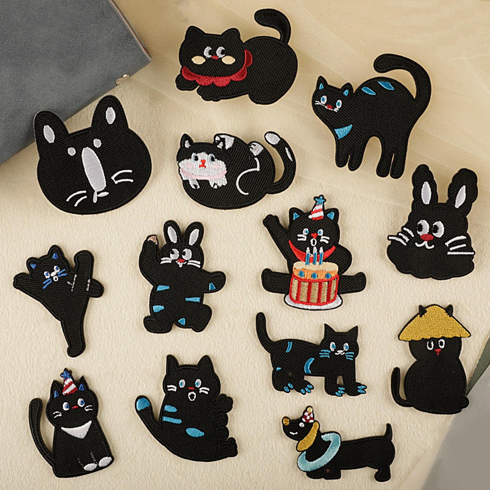 13PCS Funny Cat Patch Sew On Embroidered Cloth Patch For Clothing Decoration