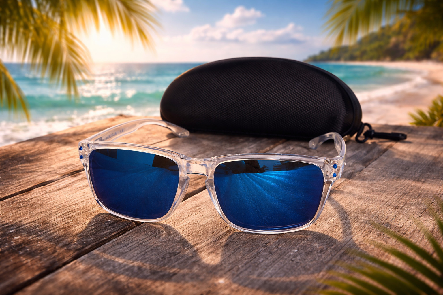 Oakley Holbrook XL Polarized Sunglasses Polished Clear/Prizm Sapphire Polarized