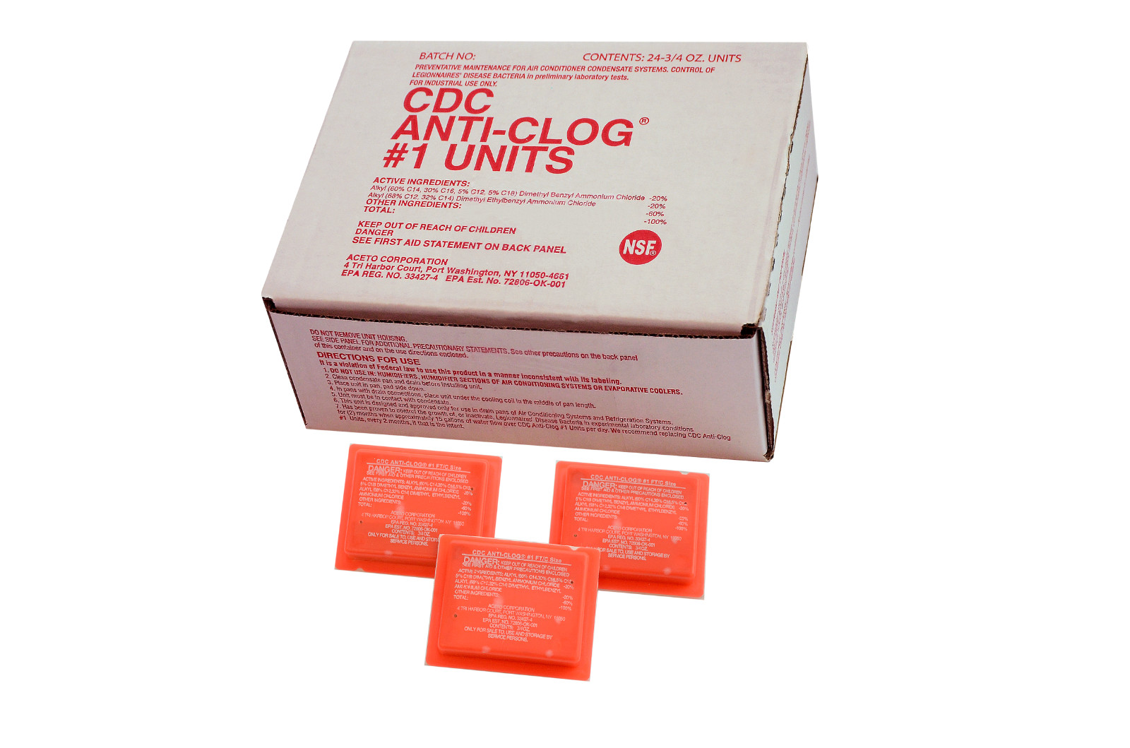 CDC Anti-Clog # 1 Condensate Pan Units, (Box of 24 units)